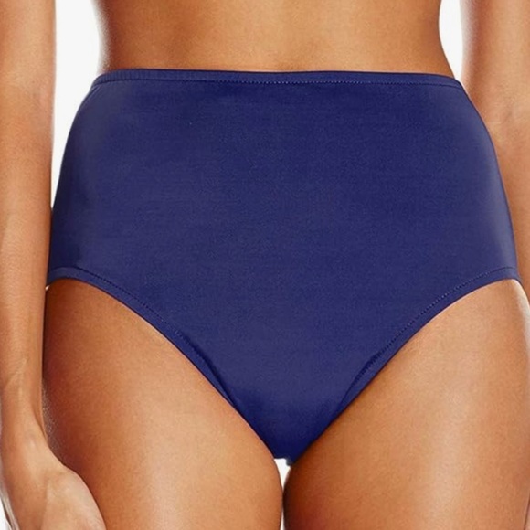 Maxine of Hollywood 10 Navy High-Waisted Blue Bikini Bottom - Picture 1 of 7